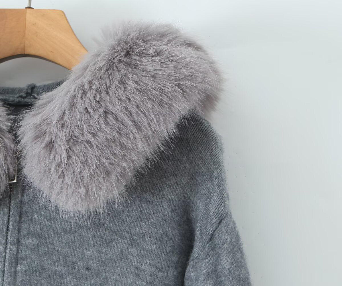 ELLA - KAPUZEN STRICKJACKE